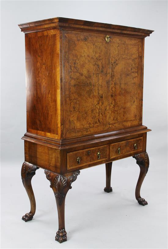 A 17th century style figured walnut secretaire à abattant, W.3ft 9in. D.1ft 8in. H.5ft 3in.